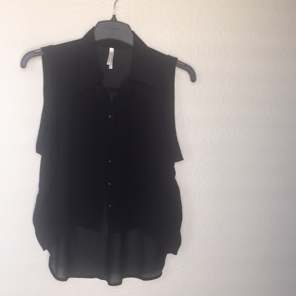 Black high low blouse
